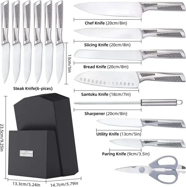 Kitchen Knife Set. LapEasy 15 Piece Knife Sets With Block Chef Knife Stainless Steel - Image 4