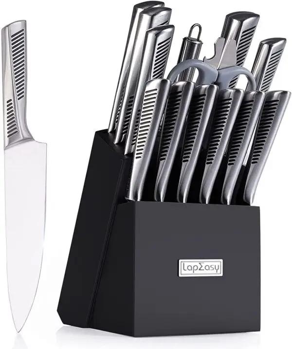 Kitchen Knife Set. LapEasy 15 Piece Knife Sets With Block Chef Knife Stainless Steel