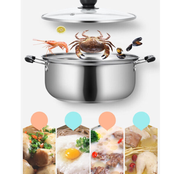 5PCS Stainless Steel Saucepan Induction Cooking Pot Cooker Cookware Kitchen - Image 9