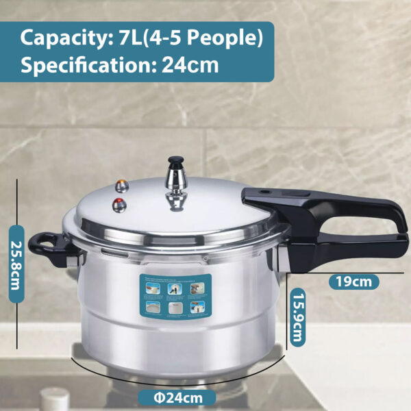7L Aluminium Pressure Cooker Quick with Lid Latch Indicator Explosion-Proof - Image 10