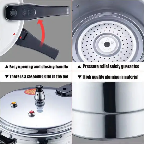 7L Aluminium Pressure Cooker Quick with Lid Latch Indicator Explosion-Proof - Image 4