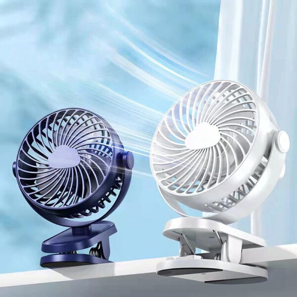 3 Speeds Mini Cooling Fan USB Rechargeable Clip On Desk Baby Stroller Portable - Image 3