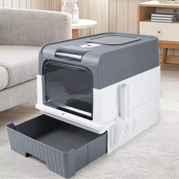 Grey Large Cat Litter Box Cat Pan Drawer Anti-Splashing Cat Potty Tray Cleaning - Image 7