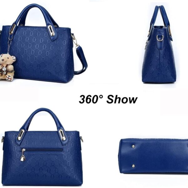 Women 4Pcs Top Handle Satchel Hobo PU Leather Handbag Set Large Tote Purse  Shoulder Bag  Card Holder - Image 5