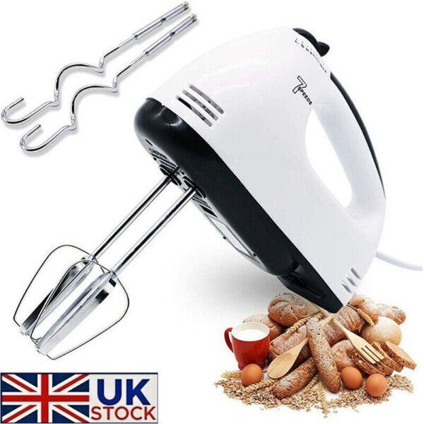 7 Speed Electric Hand Held Mixer Electronic Handheld Whisk Food Blender Egg Cake
