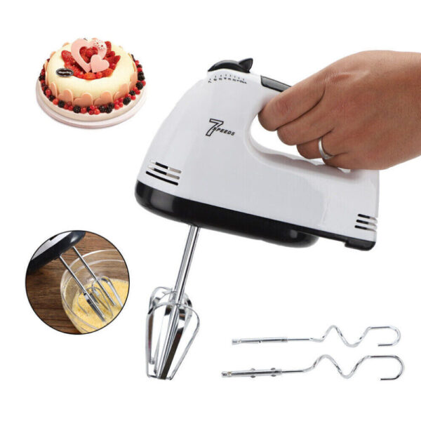 7 Speed Electric Hand Held Mixer Electronic Handheld Whisk Food Blender Egg Cake - Image 3