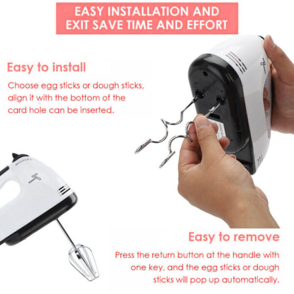 7 Speed Electric Hand Held Mixer Electronic Handheld Whisk Food Blender Egg Cake - Image 5