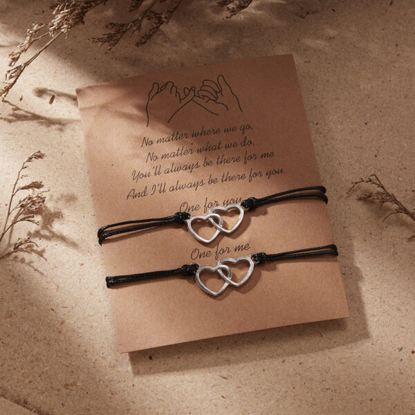 2Pcs Heart Rope Bracelet Friendship Lover Couple Rope Card Jewellery Gifts - Image 5