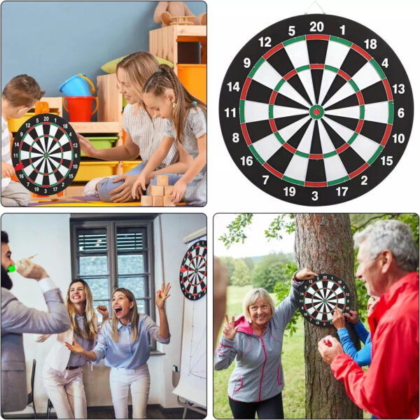 SIZE 17  DARTBOARD SET 6 DARTS  FAMILY DART BOARD GAME ADULTS KIDS XMAS - Image 3