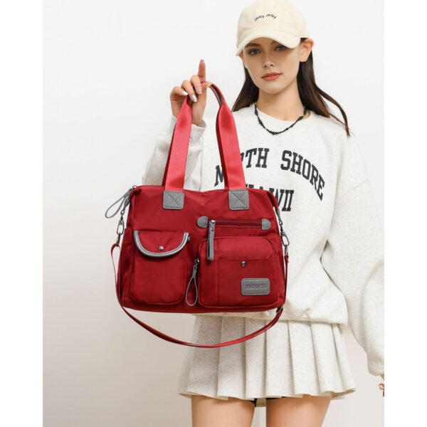 Tote Bag For Women, Multi Pockets Shoulder Handbag, Nurse Bag For Work, Large Cross Body Purse, Fashion Nylon Top Handle Satchel - Image 5