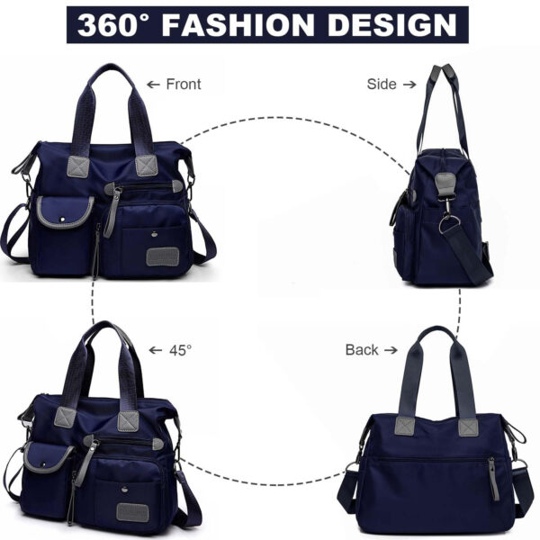 Tote Bag For Women, Multi Pockets Shoulder Handbag, Nurse Bag For Work, Large Cross Body Purse, Fashion Nylon Top Handle Satchel - Image 4