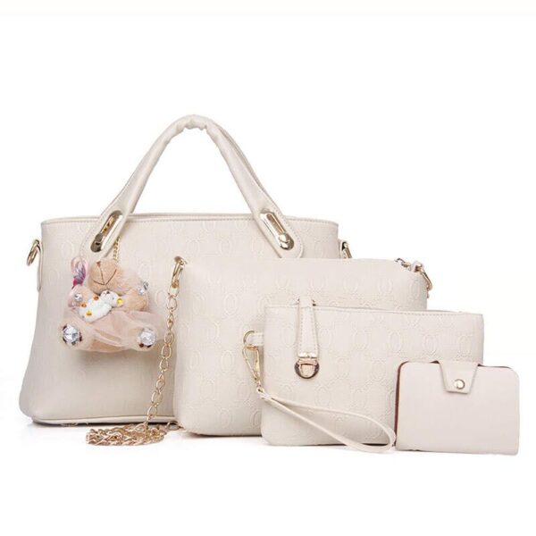 Women 4Pcs Top Handle Satchel Hobo PU Leather Handbag Set Large Tote Purse  Shoulder Bag  Card Holder - Image 9