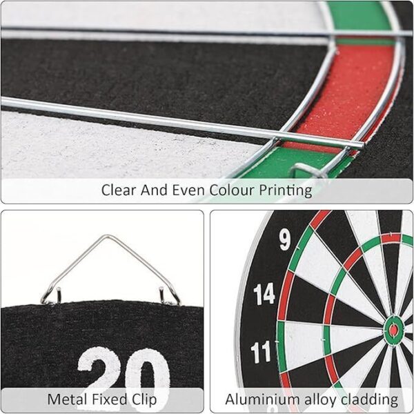 SIZE 17  DARTBOARD SET 6 DARTS  FAMILY DART BOARD GAME ADULTS KIDS XMAS - Image 7
