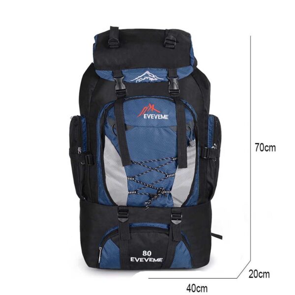 80L Extra Large Hiking Camping Backpack Rucksack Waterproof Travel Luggage Bag Blue - Image 4