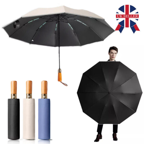Portable Strong Frame Umbrella Windproof Automatic Open Folding Compact 20Rods - Image 4