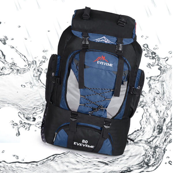 80L Extra Large Hiking Camping Backpack Rucksack Waterproof Travel Luggage Bag Blue - Image 2