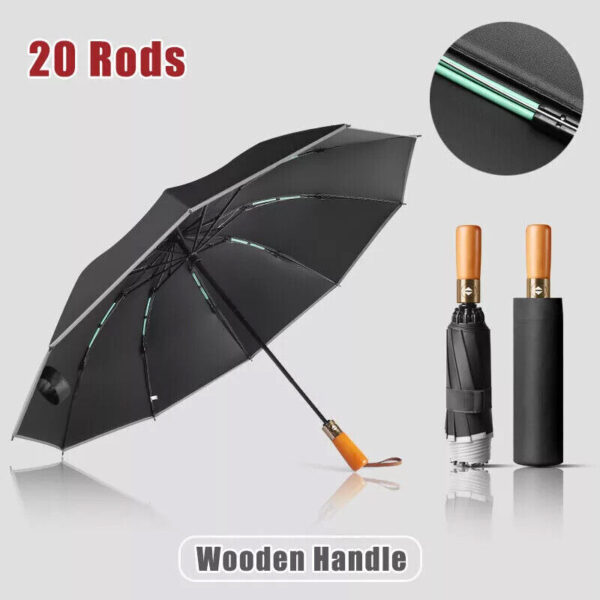 Portable Strong Frame Umbrella Windproof Automatic Open Folding Compact 20Rods - Image 10