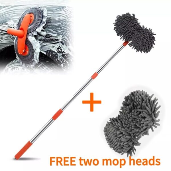 Microfiber Mop Wash Kit Telescopic Car Cleaning Brush With 4 Replacent Header - Image 9