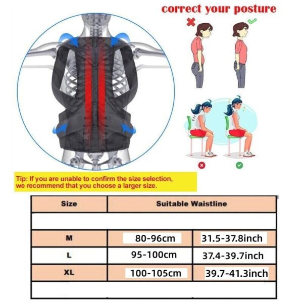 Adjustable Posture Corrector Back Brace Men Women Lumbar Shoulder Support Belt - Image 6
