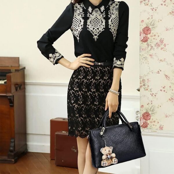 Women 4Pcs Top Handle Satchel Hobo PU Leather Handbag Set Large Tote Purse  Shoulder Bag  Card Holder - Image 10