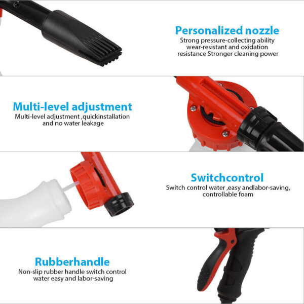 Snow Foam Car Wash Spray Gun Lance Uses Hose Pipe Sprayer 900ML Bottle - Image 9