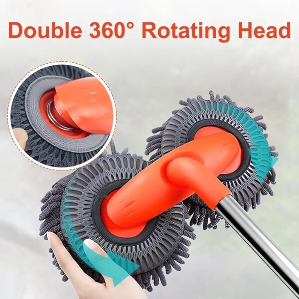 Microfiber Mop Wash Kit Telescopic Car Cleaning Brush With 4 Replacent Header - Image 2