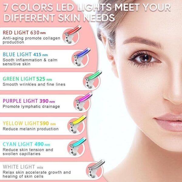 7 Colours Neck Face Lifting Massager Skin Tighten Device LED Anti Wrinkle Beauty - Image 3