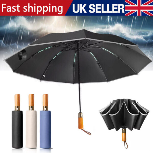 Portable Strong Frame Umbrella Windproof Automatic Open Folding Compact 20Rods - Image 5