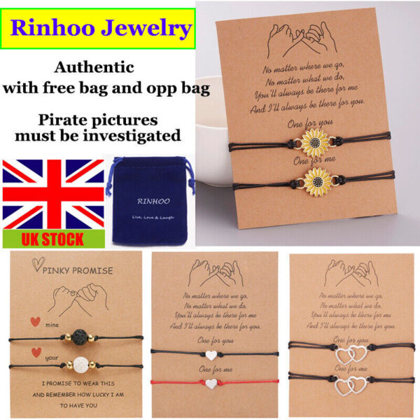2Pcs Heart Rope Bracelet Friendship Lover Couple Rope Card Jewellery Gifts - Image 3