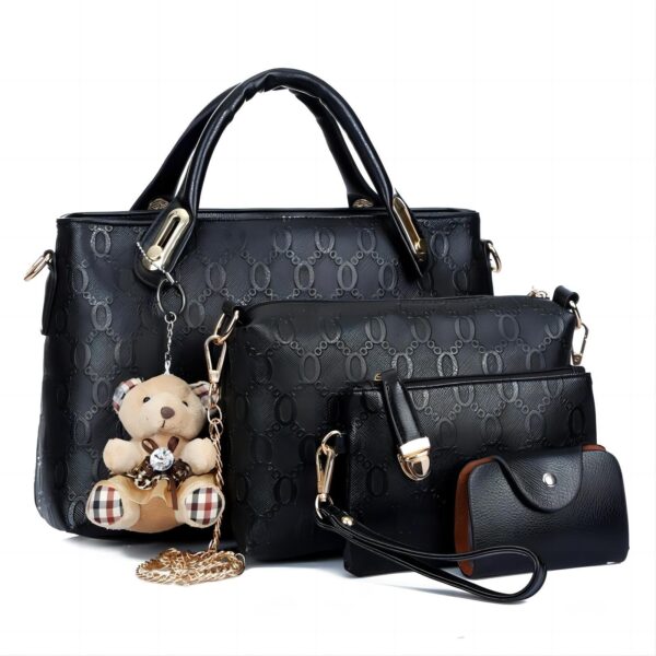 Women 4Pcs Top Handle Satchel Hobo PU Leather Handbag Set Large Tote Purse  Shoulder Bag  Card Holder - Image 6