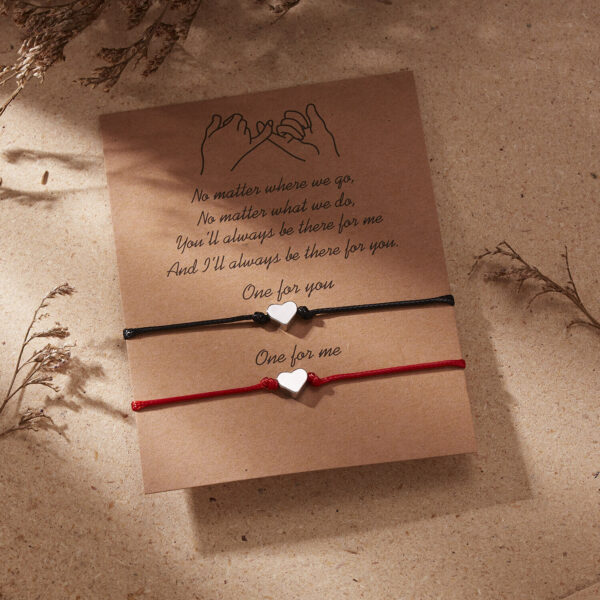2Pcs Heart Rope Bracelet Friendship Lover Couple Rope Card Jewellery Gifts - Image 6