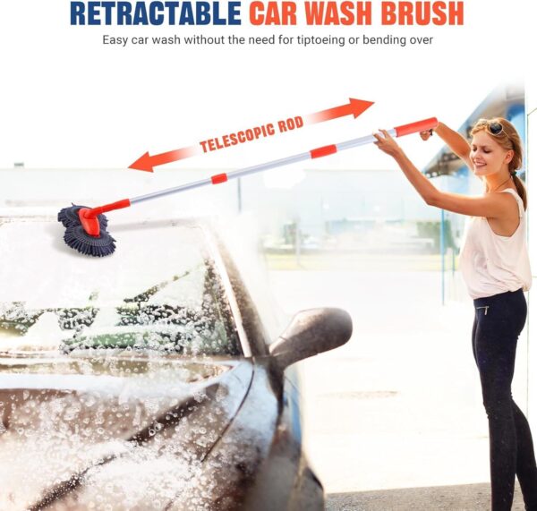 Microfiber Mop Wash Kit Telescopic Car Cleaning Brush With 4 Replacent Header - Image 4
