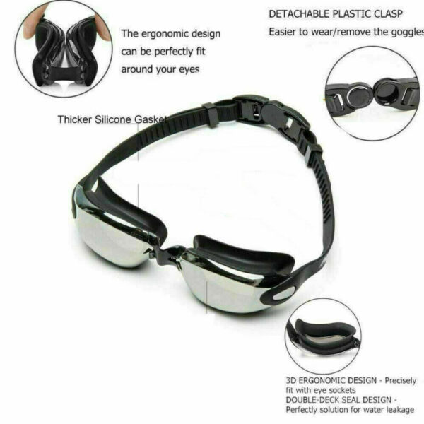 Anti Fog Swimming Goggles UV Glasses Adjustable Earbuds For Men Women Kids - Image 5
