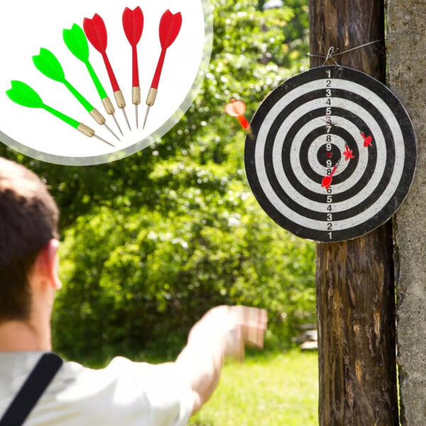 SIZE 17  DARTBOARD SET 6 DARTS  FAMILY DART BOARD GAME ADULTS KIDS XMAS