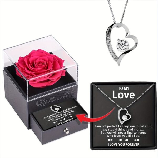 Cubic Zirconia Heart Necklace With Heart For Gifts  925 Sterling Silver Necklace - Image 6