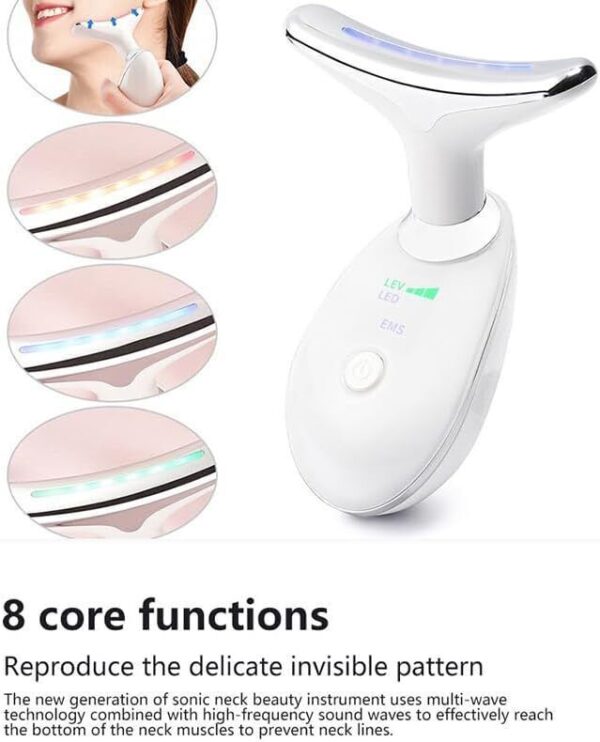 7 Colours Neck Face Lifting Massager Skin Tighten Device LED Anti Wrinkle Beauty - Image 5