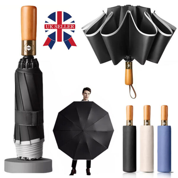 Portable Strong Frame Umbrella Windproof Automatic Open Folding Compact 20Rods - Image 7