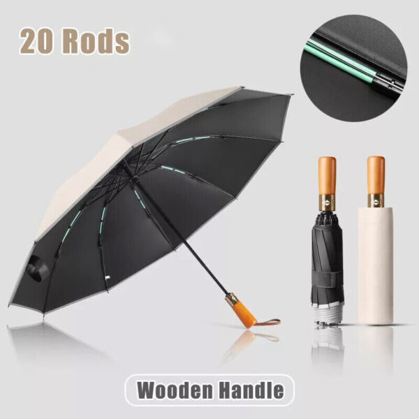 Portable Strong Frame Umbrella Windproof Automatic Open Folding Compact 20Rods - Image 8