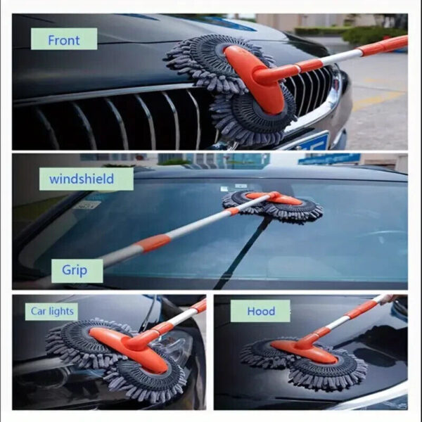 Microfiber Mop Wash Kit Telescopic Car Cleaning Brush With 4 Replacent Header - Image 6