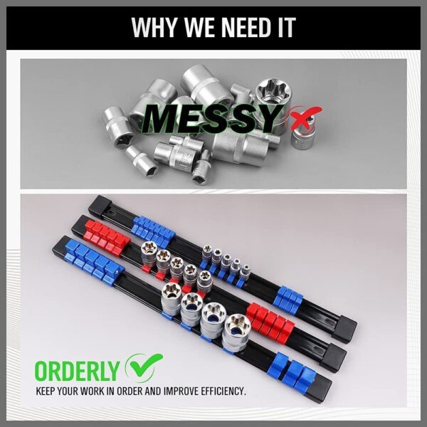 6PCS Socket Rail Storage Holder Organizer Tray Set 1  2  3  8  1  4   Wall Mount ABS - Image 2