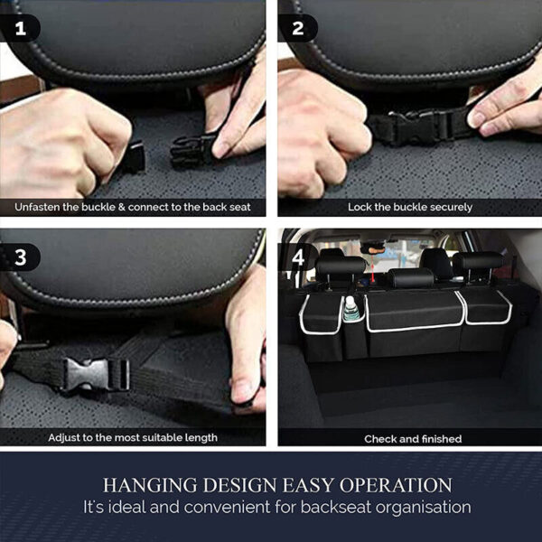 Large Car Boot Organiser Back Seat Hanger Tidy Storage Bag Pocket Hanging Pouch - Image 10