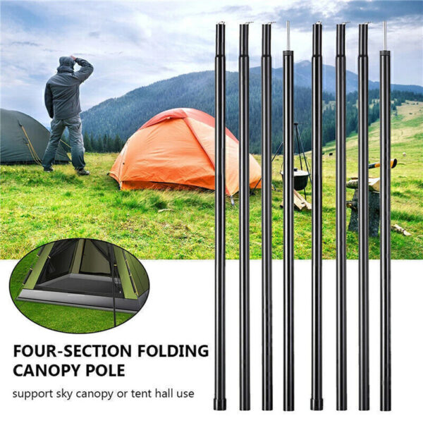 2x200cm Tent Poles Universal Telescopic Adjustable Steel Awning Canopy Tarp Pole - Image 8
