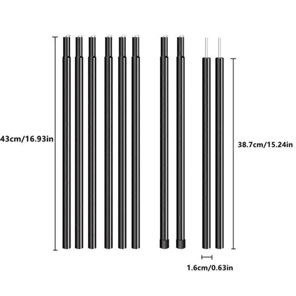2x200cm Tent Poles Universal Telescopic Adjustable Steel Awning Canopy Tarp Pole - Image 10