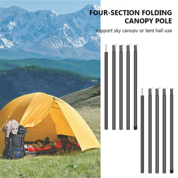 2x200cm Tent Poles Universal Telescopic Adjustable Steel Awning Canopy Tarp Pole - Image 6