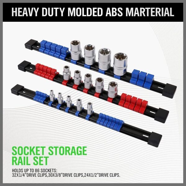6PCS Socket Rail Storage Holder Organizer Tray Set 1  2  3  8  1  4   Wall Mount ABS - Image 8
