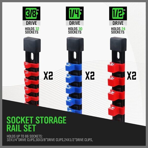 6PCS Socket Rail Storage Holder Organizer Tray Set 1  2  3  8  1  4   Wall Mount ABS - Image 9