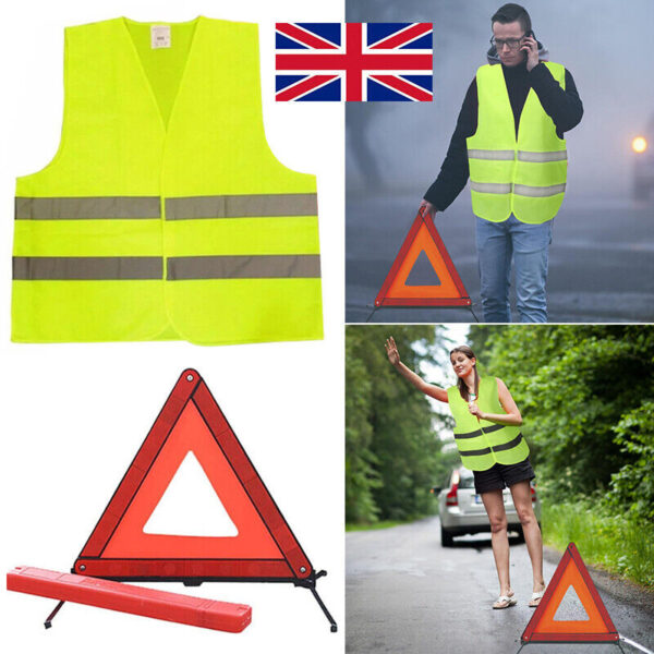 Car Warning Triangle Reflective Emergency Breakdown & High Visibility Vest - Image 5