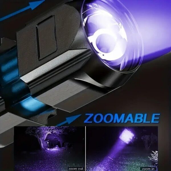Premium UV Flashlight Torch Pocket Size Telescopic Zoom USB Rechargeable UK - Image 6