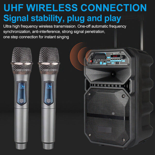2X Wireless Microphone UHF Professional Handheld Mic System Receiver For Karaoke - Image 4