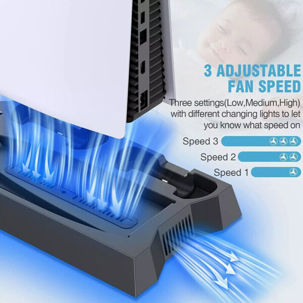 PS5 Vertical Cooling Fan Stand Controller Charger Station For  Playstation 5 - Image 9